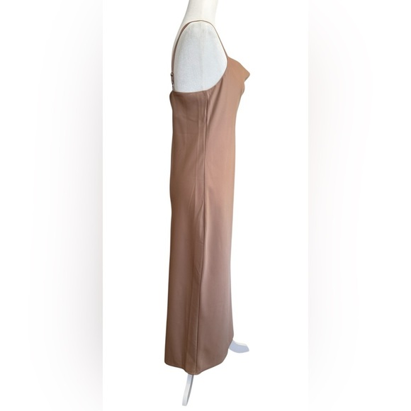 Banana Republic Satin Slip Dress S Tan Cowl Neck Midi Adjustable Straps NWT - Picture 6 of 10